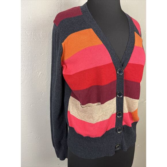 Cabi Women's Color Block Sweater Long Sleeve Button Up V Neck Cardigan Size Med - Picture 5 of 11